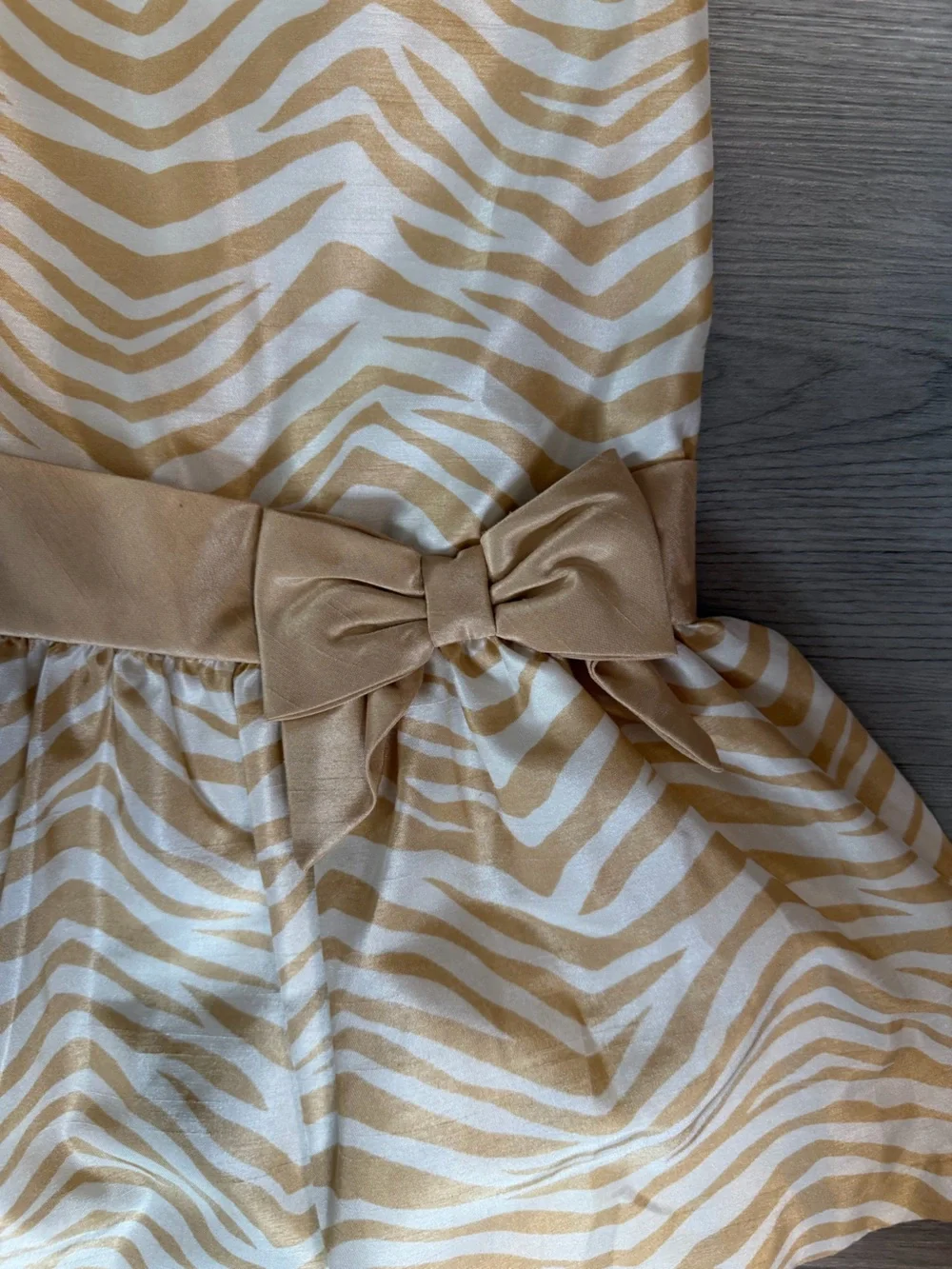 Gymboree Gold & Ivory Zebra Party Dress with Bow | Size 5T